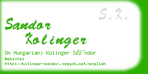 sandor kolinger business card